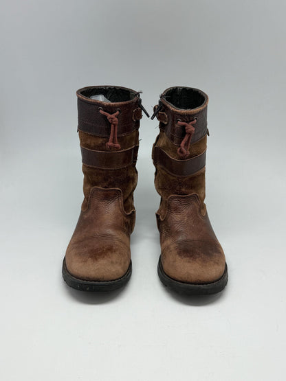 Brown Leather Mid-Calf Boots for Kids — back view