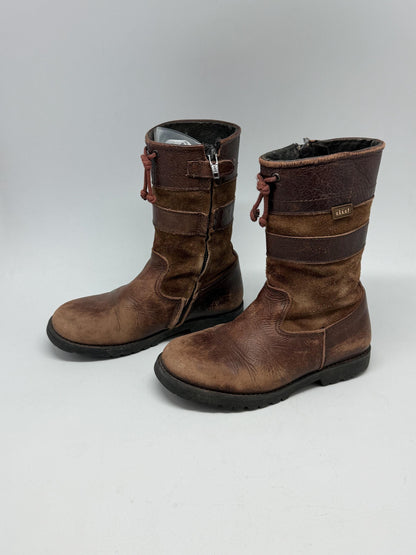 Brown Leather Mid-Calf Boots for Kids — detail
