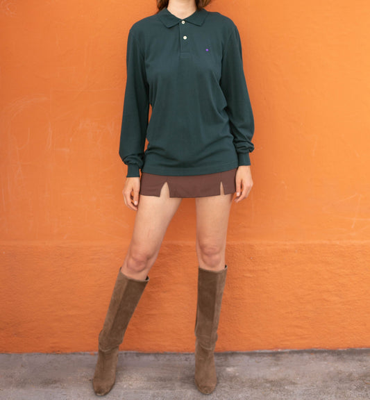 Dark Green Long Sleeve Polo Shirt — detail