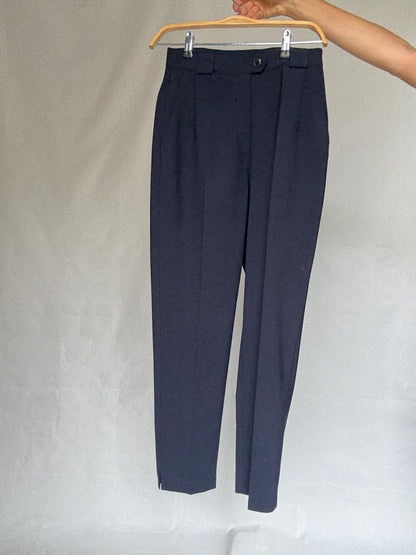 Navy Wool Blend High Waist Trousers — additional view 12