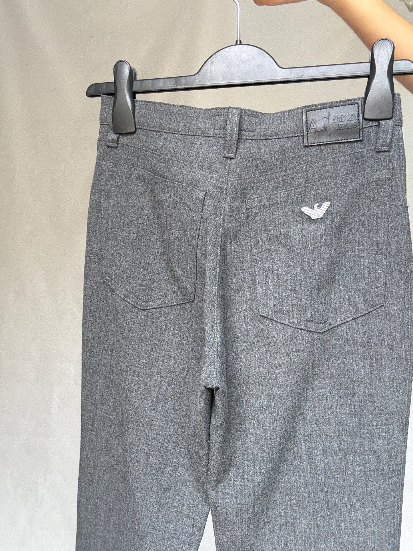 Armani Jeans vintage grey pants, comfort fit minimalist chic trousers, US XS, Luxury made in Italy designer pants