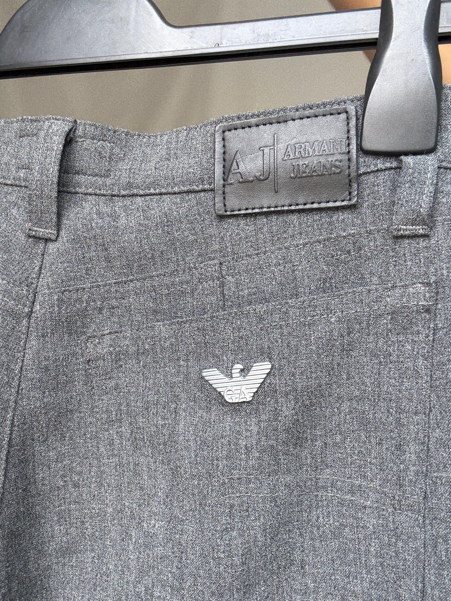 Armani Jeans vintage grey pants, comfort fit minimalist chic trousers, US XS, Luxury made in Italy designer pants