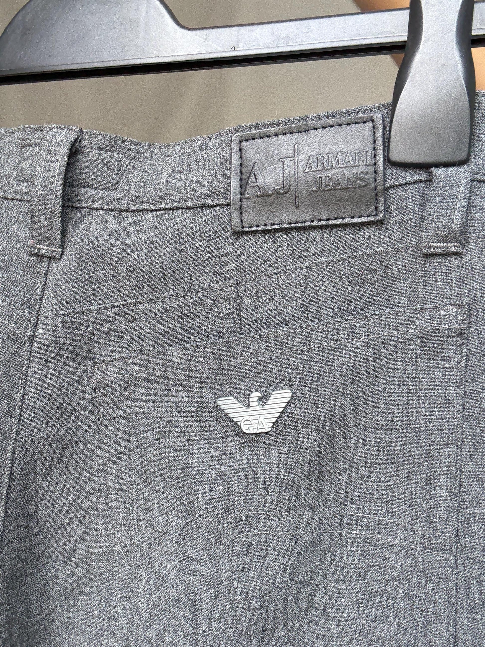 Armani Jeans vintage grey pants, comfort fit minimalist chic trousers, US XS, Luxury made in Italy designer pants