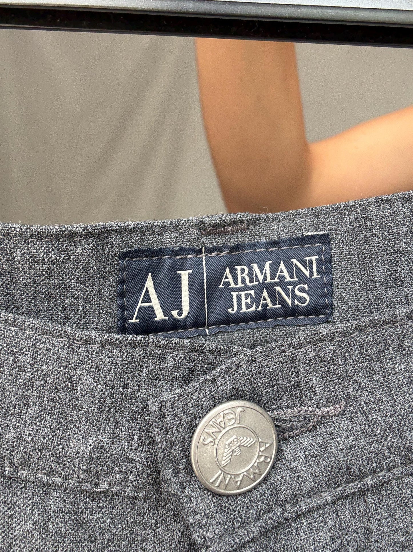 Armani Jeans vintage grey pants, comfort fit minimalist chic trousers, US XS, Luxury made in Italy designer pants