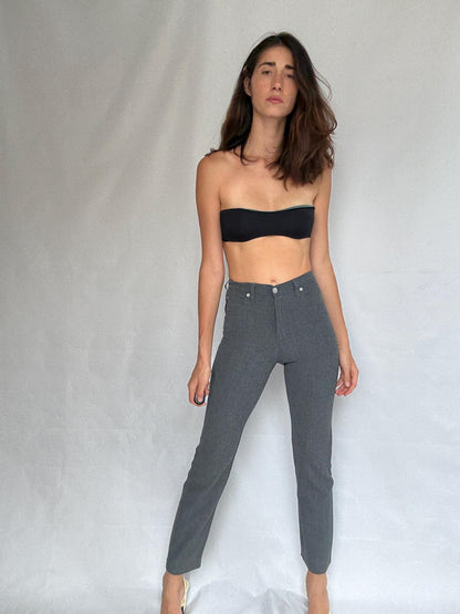 Vintage Grey Comfort Fit Trousers — fabric close-up