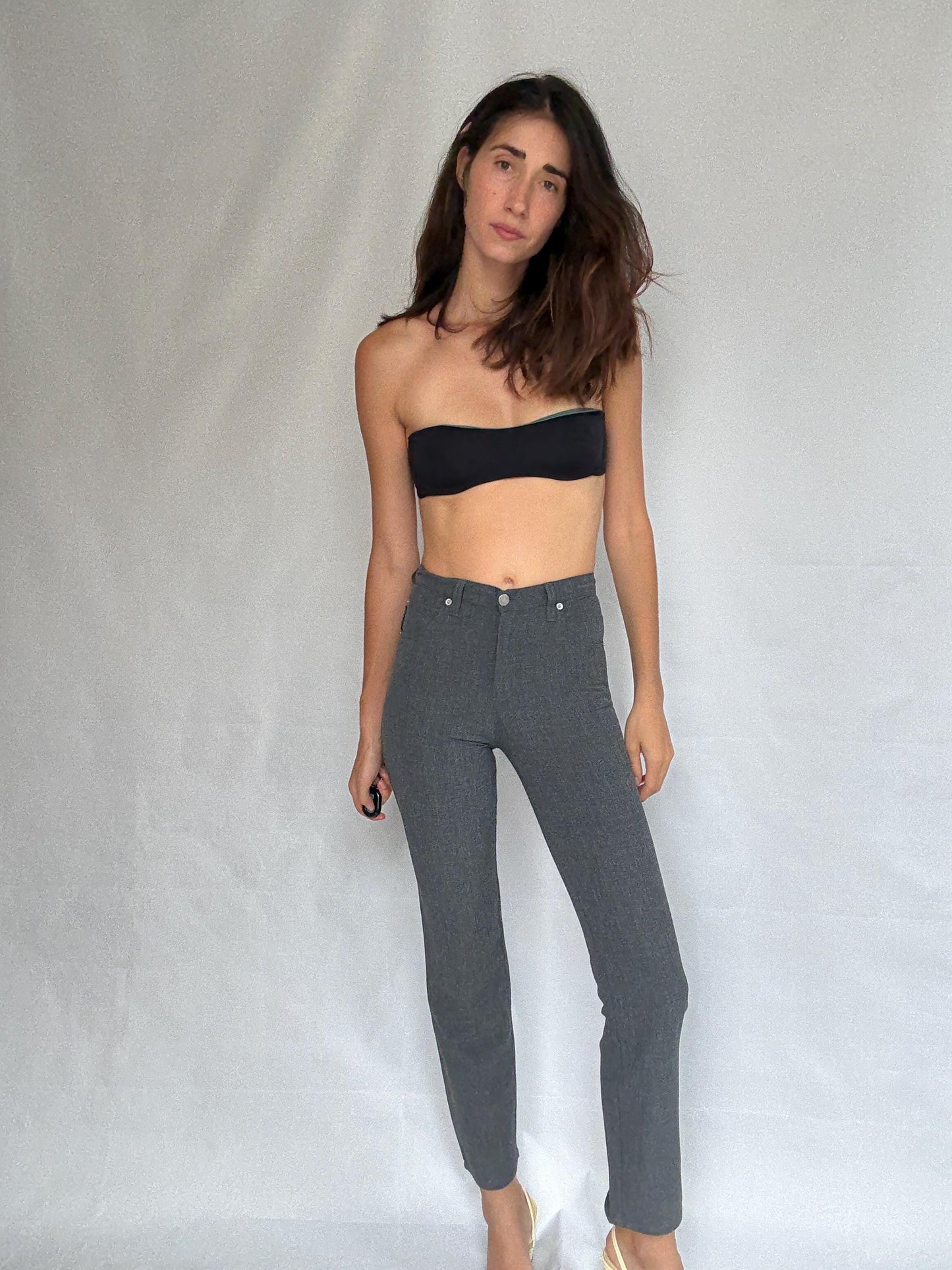 Armani Jeans vintage grey pants, comfort fit minimalist chic trousers, US XS, Luxury made in Italy designer pants