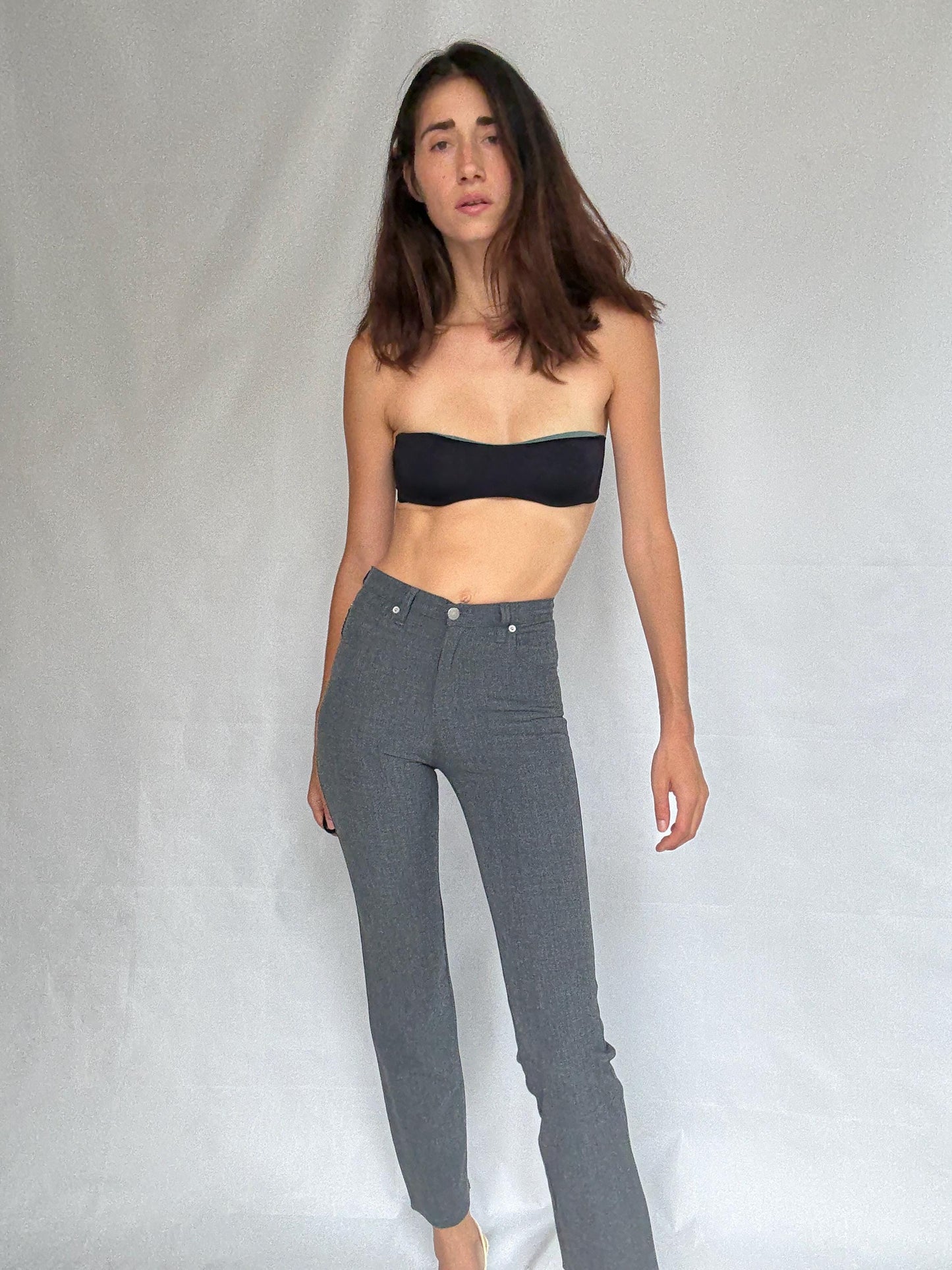 Armani Jeans vintage grey pants, comfort fit minimalist chic trousers, US XS, Luxury made in Italy designer pants