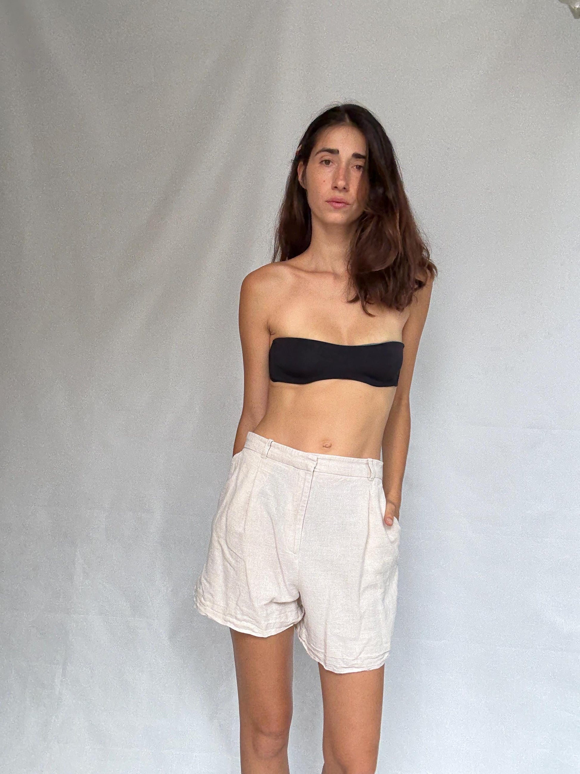 Vintage light beige shorts, earthy tone,US M, casual summer wear