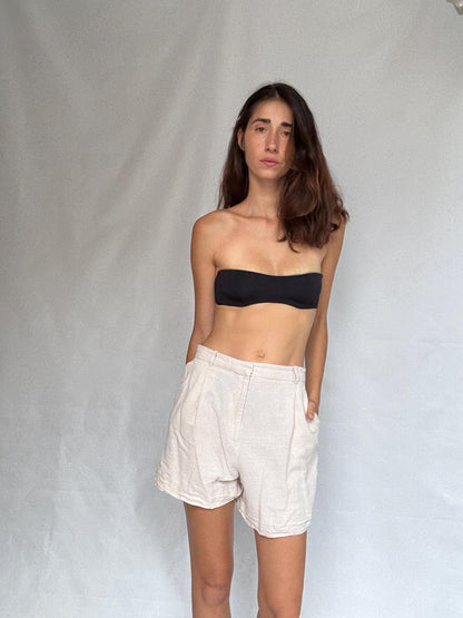 Vintage Light Beige Summer Shorts — back view