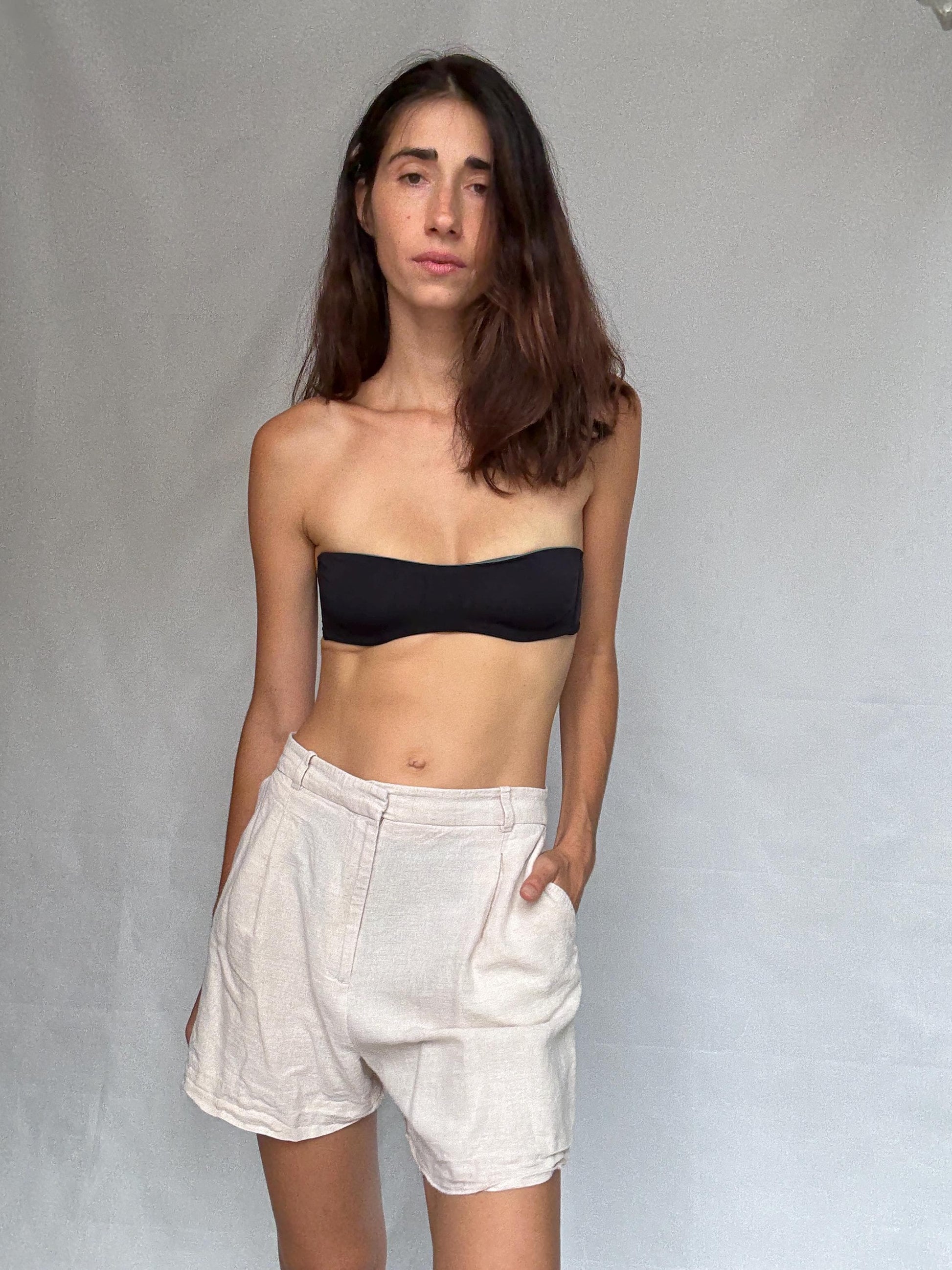 Vintage light beige shorts, earthy tone,US M, casual summer wear