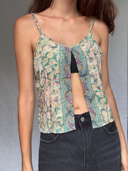 Silk Paisley Boho Camisole Top — back view