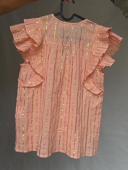 Pink And Gold Striped Cotton Top — additional view 10