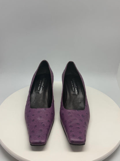 Luciana Cavalli Purple Leather Heels, Y2K Style — back view
