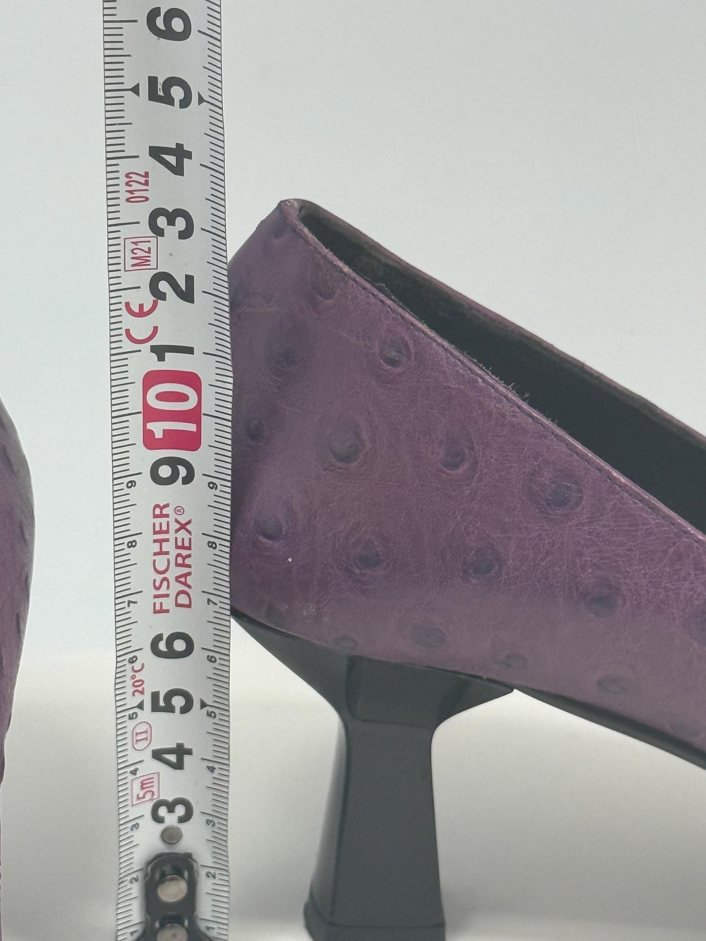 Luciana Cavalli purple leather heels, Y2K vintage style, textured leather, square toe, US 8, EU 39, evening retro vibe