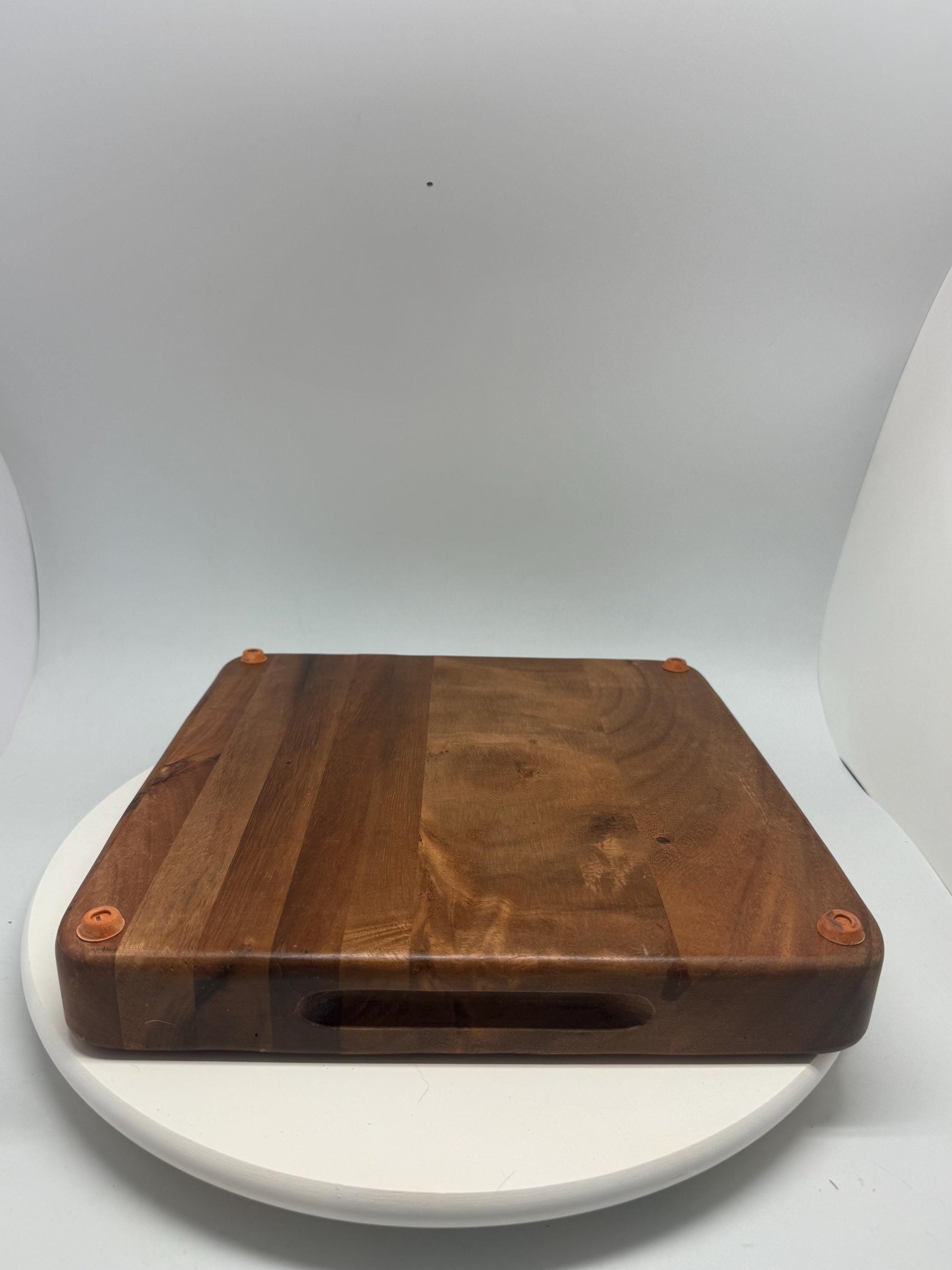 Vintage wood serving tray, rich natural wood with rounded edges, versatile compartments, retro 80s waldorf, artistic display