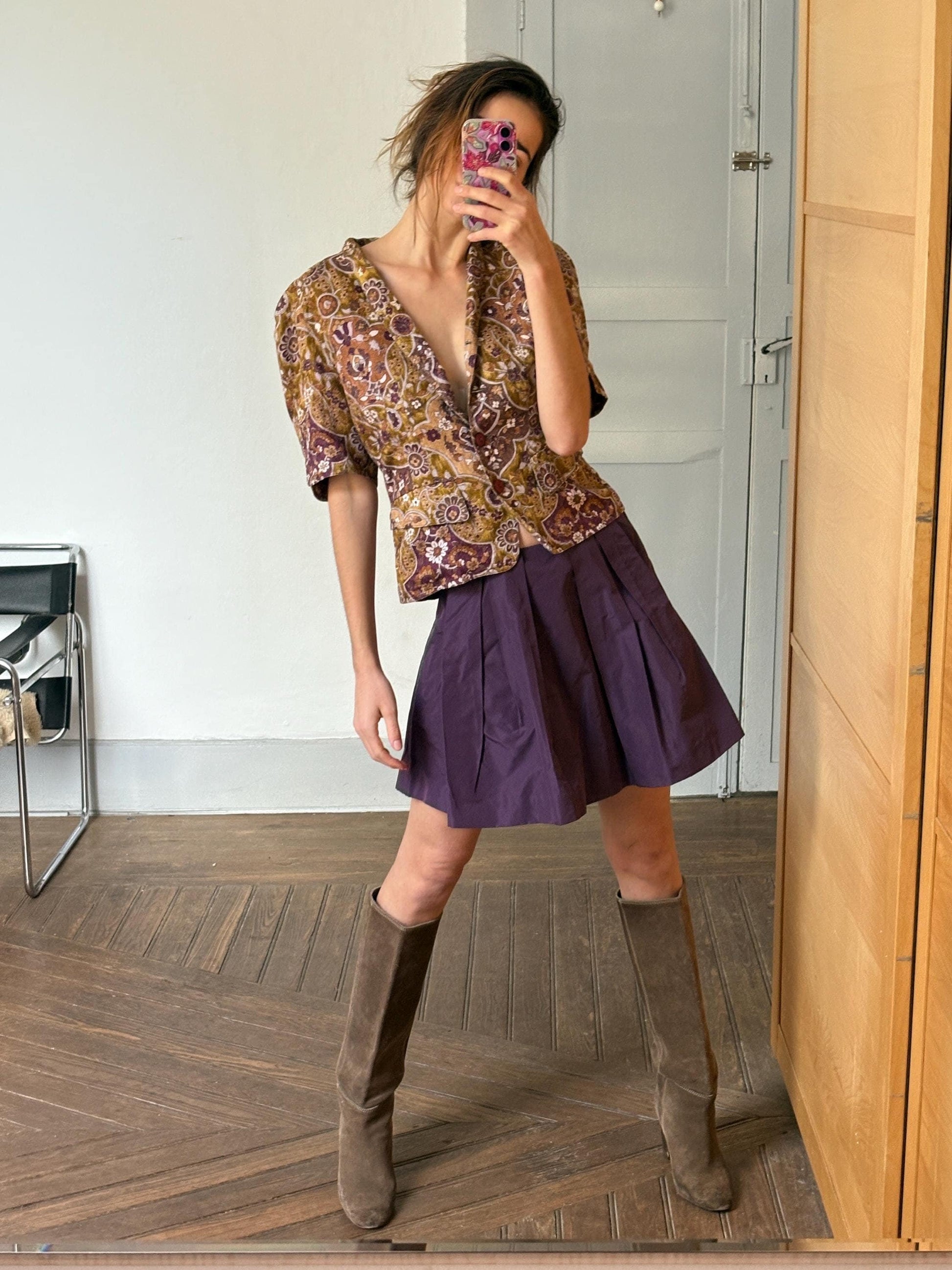 Vintage Purple pleated miu miu mini skirt