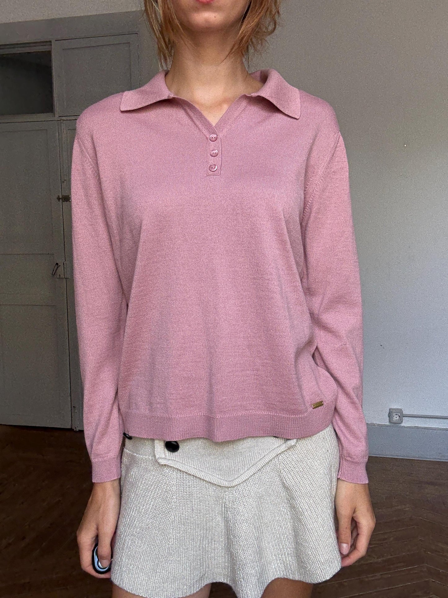 Dusty Rose Wool Blend Knit Jumper — detail