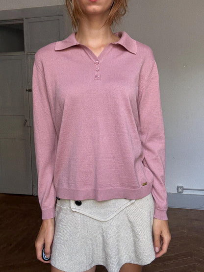 Dusty Rose Wool Blend Knit Jumper — detail