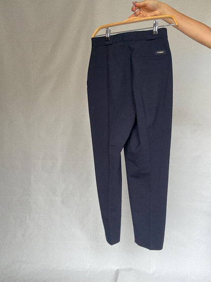 Navy Wool Blend High Waist Trousers — additional view 15