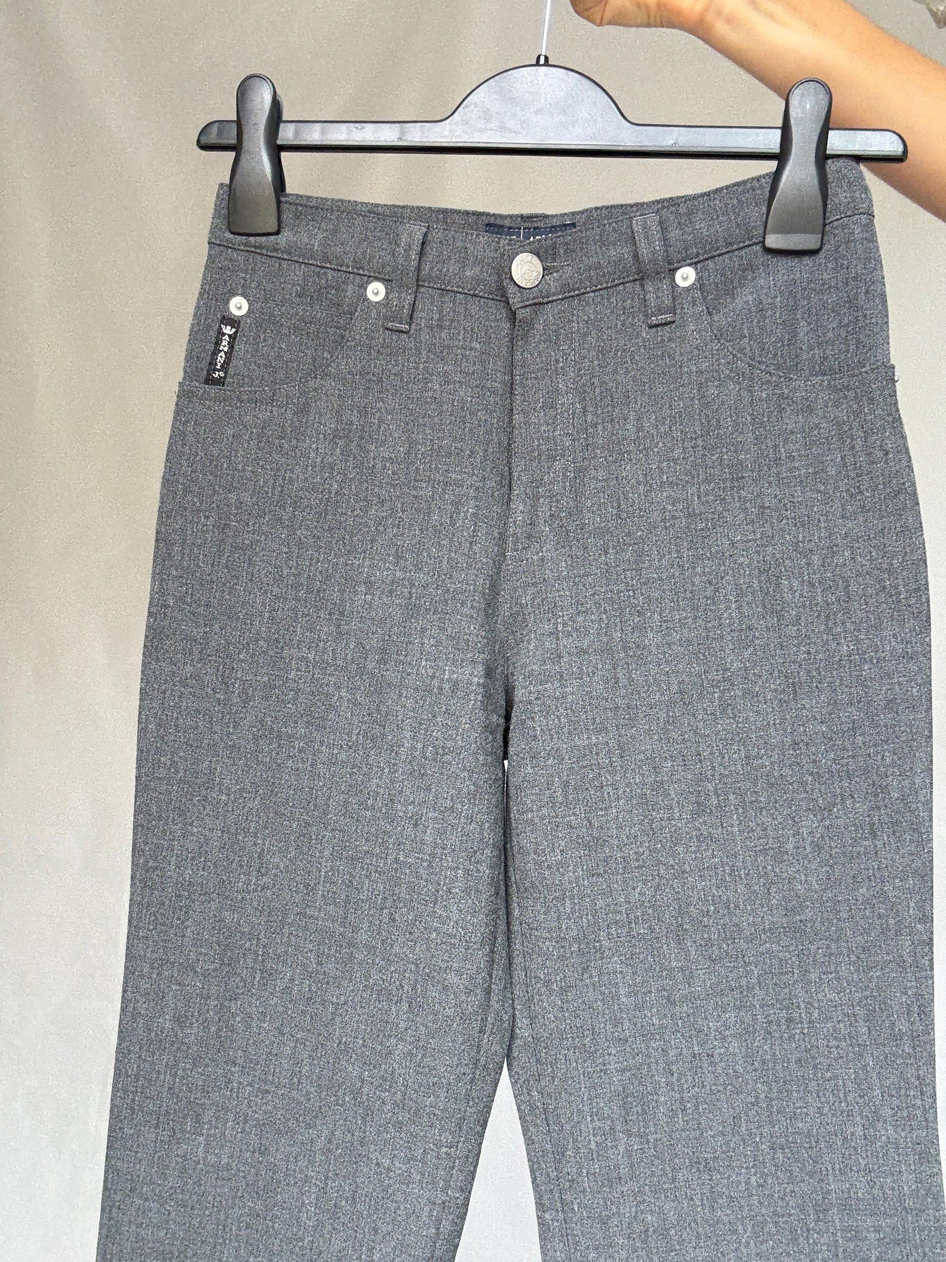 Armani Jeans vintage grey pants, comfort fit minimalist chic trousers, US XS, Luxury made in Italy designer pants