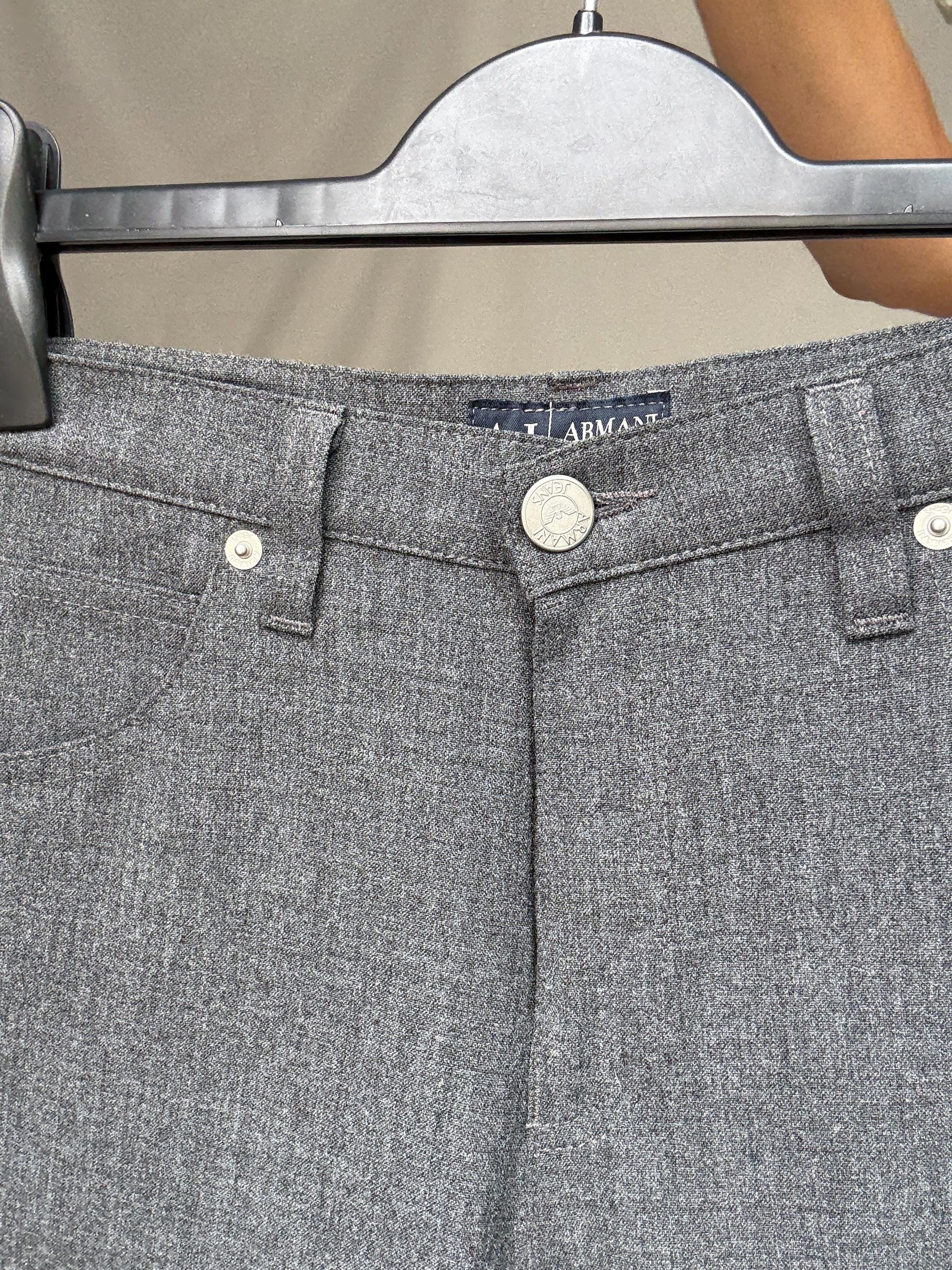 Armani Jeans vintage grey pants, comfort fit minimalist chic trousers, US XS, Luxury made in Italy designer pants