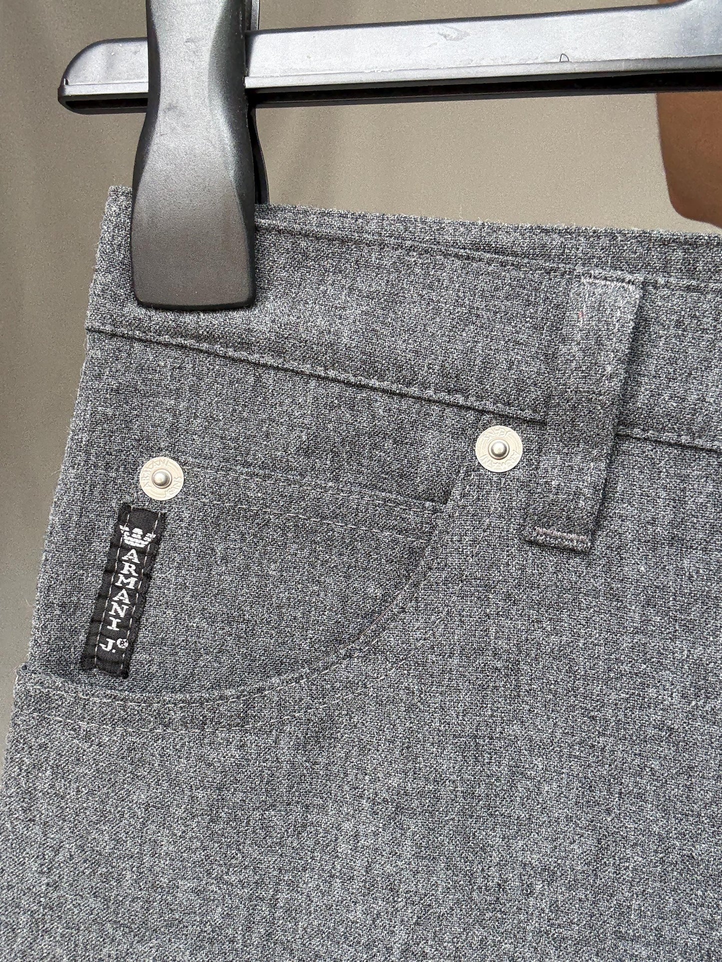 Armani Jeans vintage grey pants, comfort fit minimalist chic trousers, US XS, Luxury made in Italy designer pants