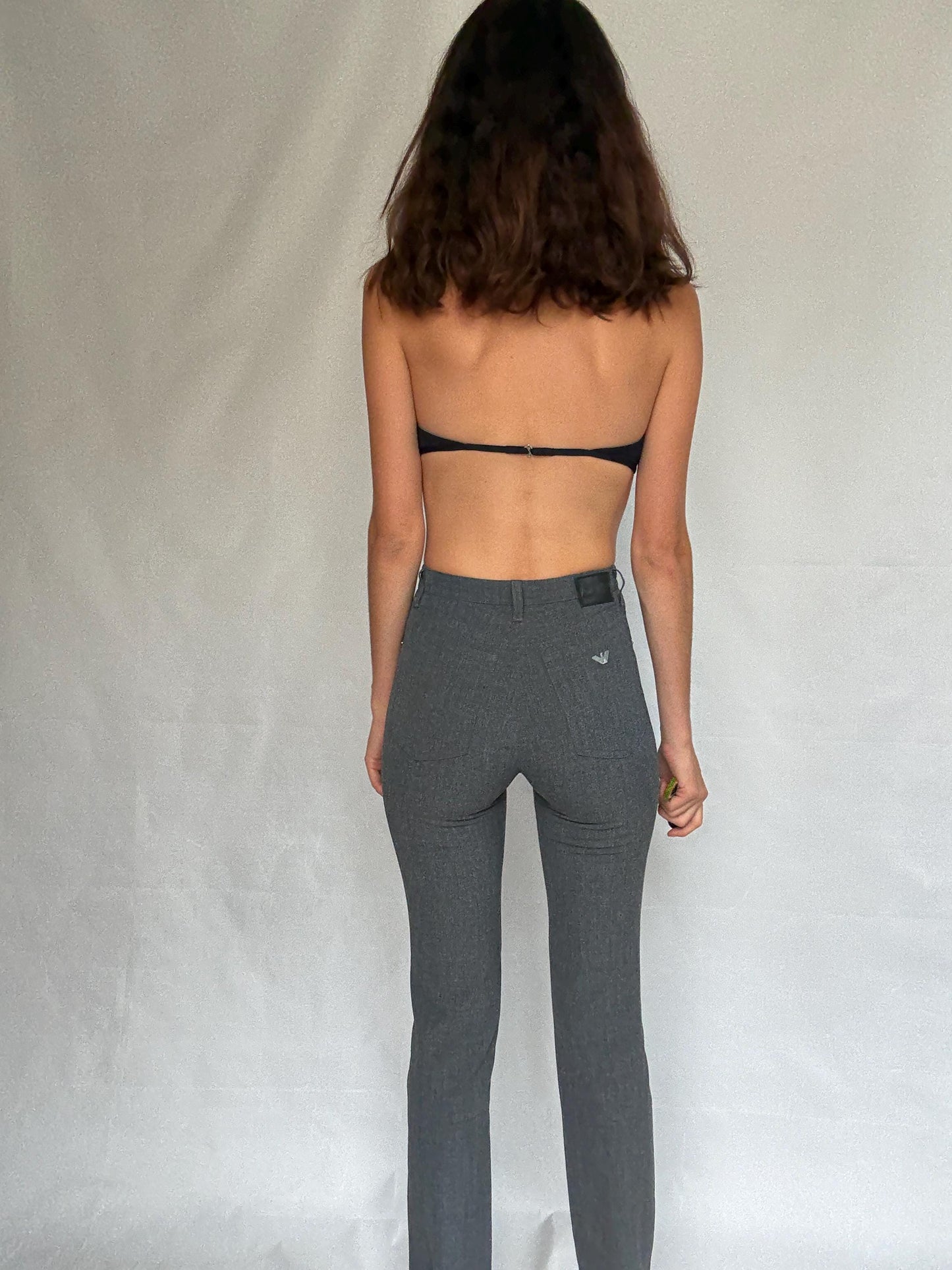 Armani Jeans vintage grey pants, comfort fit minimalist chic trousers, US XS, Luxury made in Italy designer pants