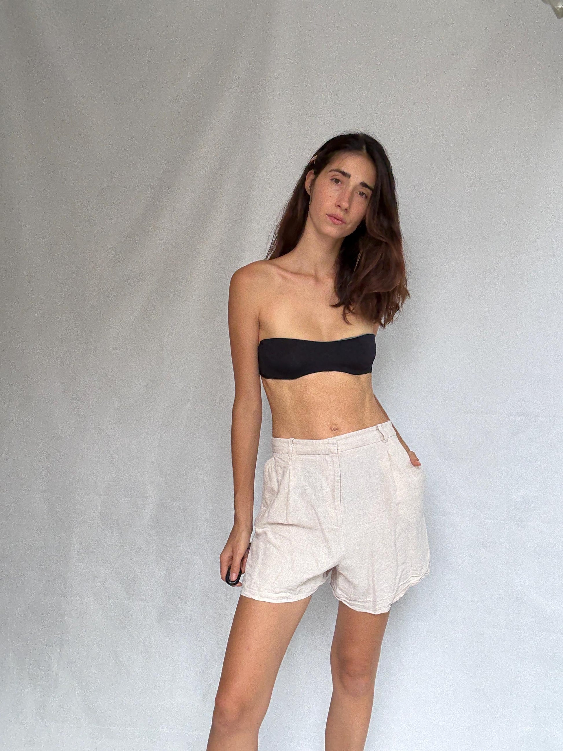 Vintage light beige shorts, earthy tone,US M, casual summer wear