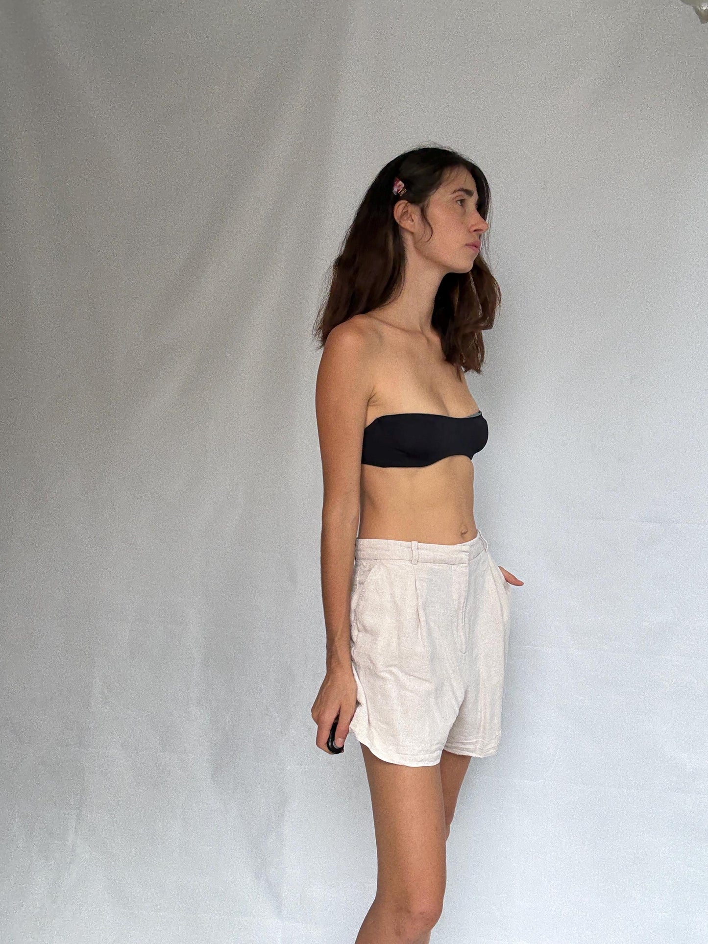 Vintage light beige shorts, earthy tone,US M, casual summer wear