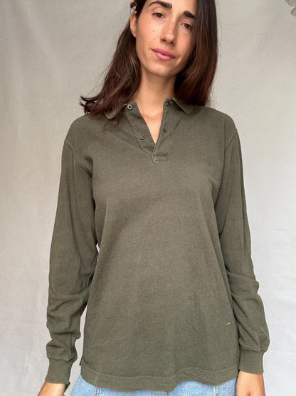 Vintage Moss Green Emidio Tucci Polo Shirt — back view