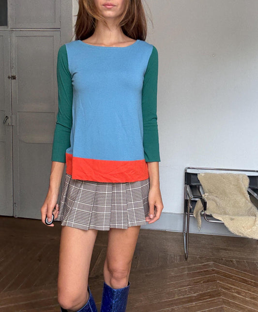 Weekend Max Mara Colorblock Tee – Retro Prep Long Sleeve, Size S