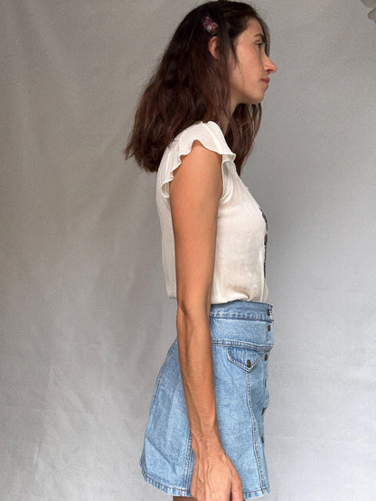 Vintage Sheer Embroidered Blouse — fabric close-up
