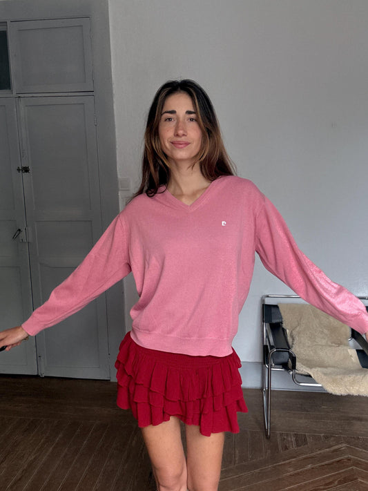 Vintage Pierre Cardin Paris pink wool-acryl sweater – made in Spain, unisex fit, soft knit pullover