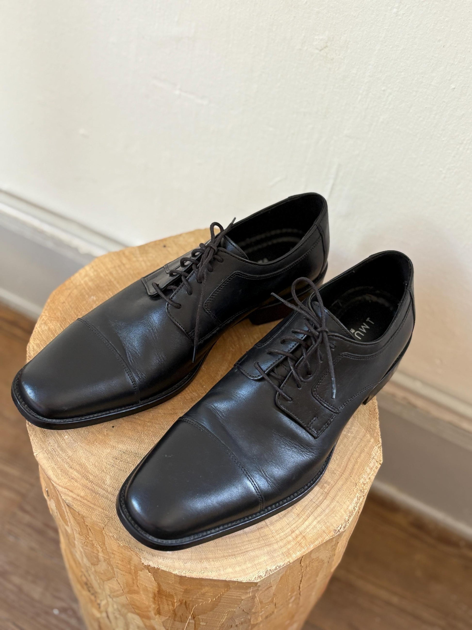 Men's designer shoes, J. Murphy by Johnston & Murphy Black Leather Dress Shoes – Classic Men’s Oxford shoes like new, US 13