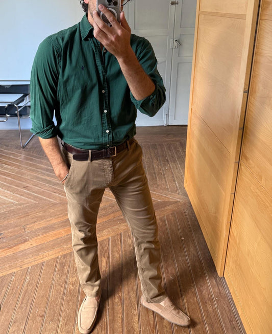 vintage Hugo Boss trousers brown cotton pants BOSS Orange straight leg smart casual tailored menswear EU 44 US 34