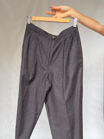 Vintage Dark Grey Wool Tapered Trousers — additional view 14