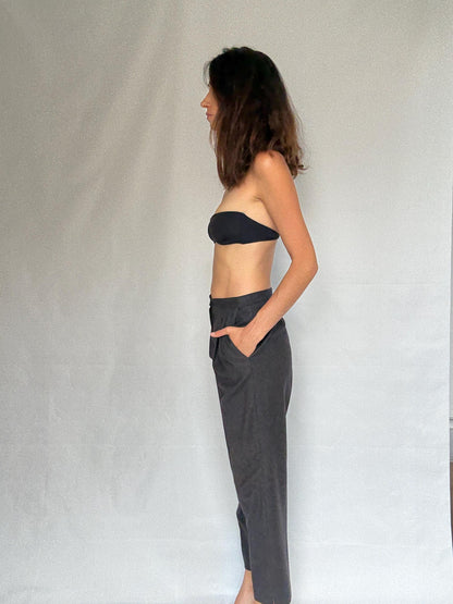 Vintage Dark Grey Wool Tapered Trousers — additional view 9