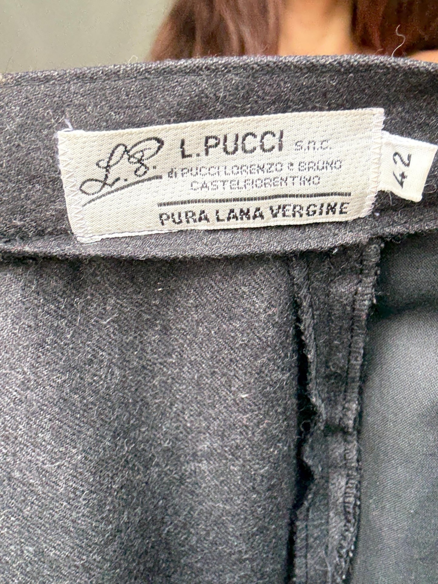 Vintage dark grey trousers, Pure virgin wool high waist tapered fit pants, pleated front dark academia wear, US S, smart winter wear fashion