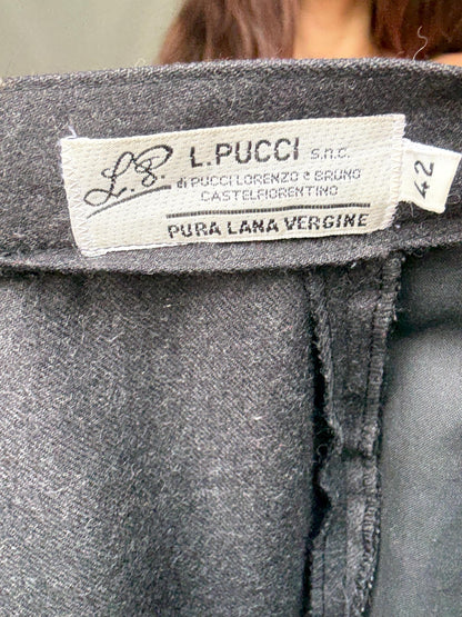 Vintage Dark Grey Wool Tapered Trousers — additional view 12