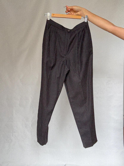 Vintage Dark Grey Wool Tapered Trousers — additional view 15