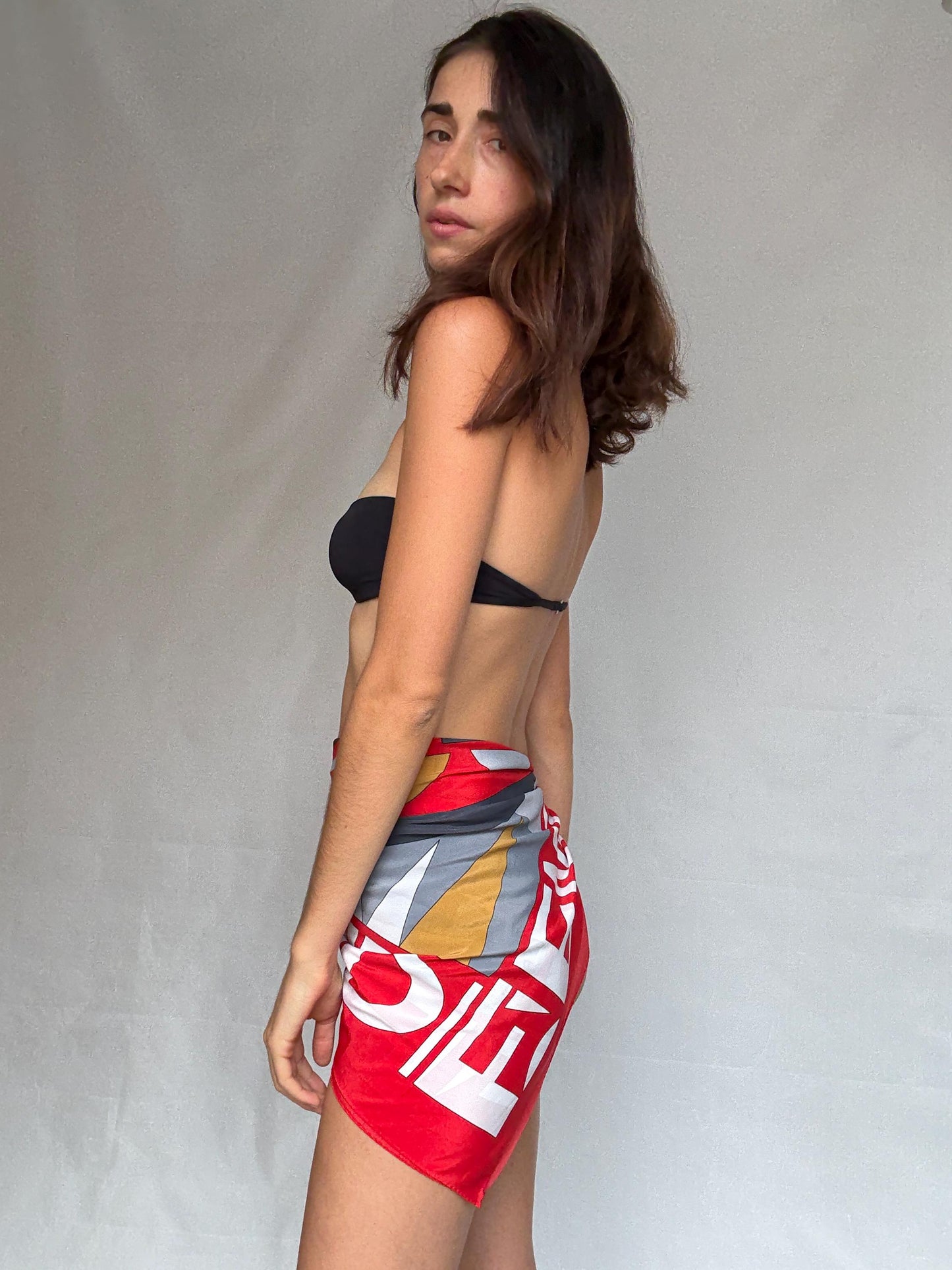 Vintage scarf, Fun playful summer top, Colourful wrap around accessory, Old money vibe, Sexy design pareo, Pool party skirt