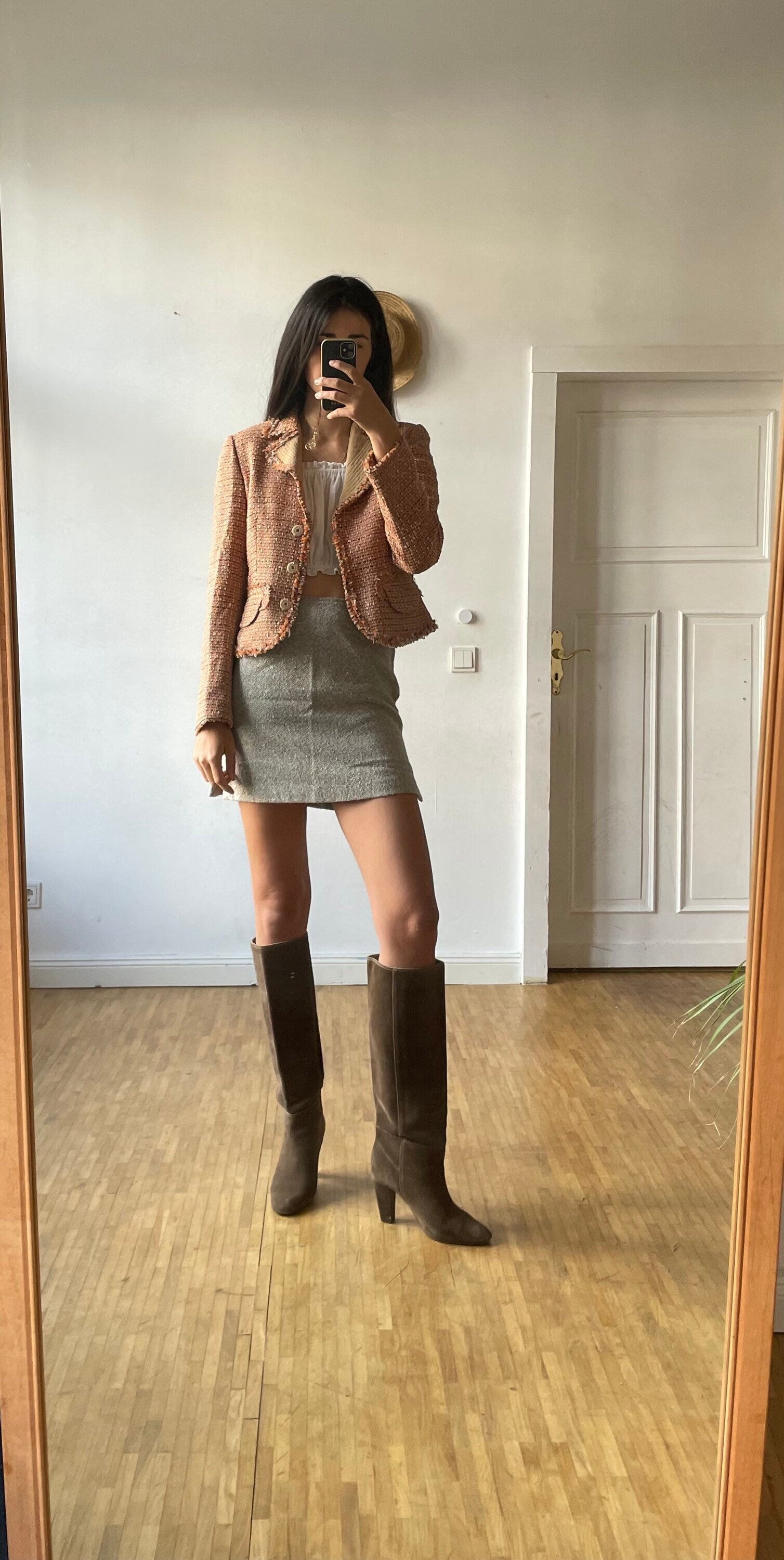 Vintage wool designer jacket, Laurèl silk orange tweed designer jacket, Classic spring summer jacket, Formal feminine wedding guest blazer