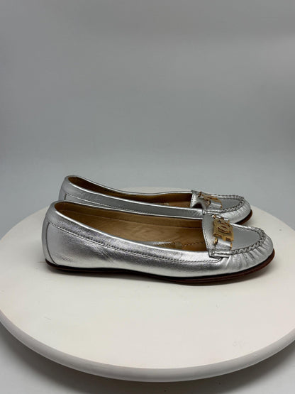 Dolce & Gabbana Silver Leather Loafers — back view