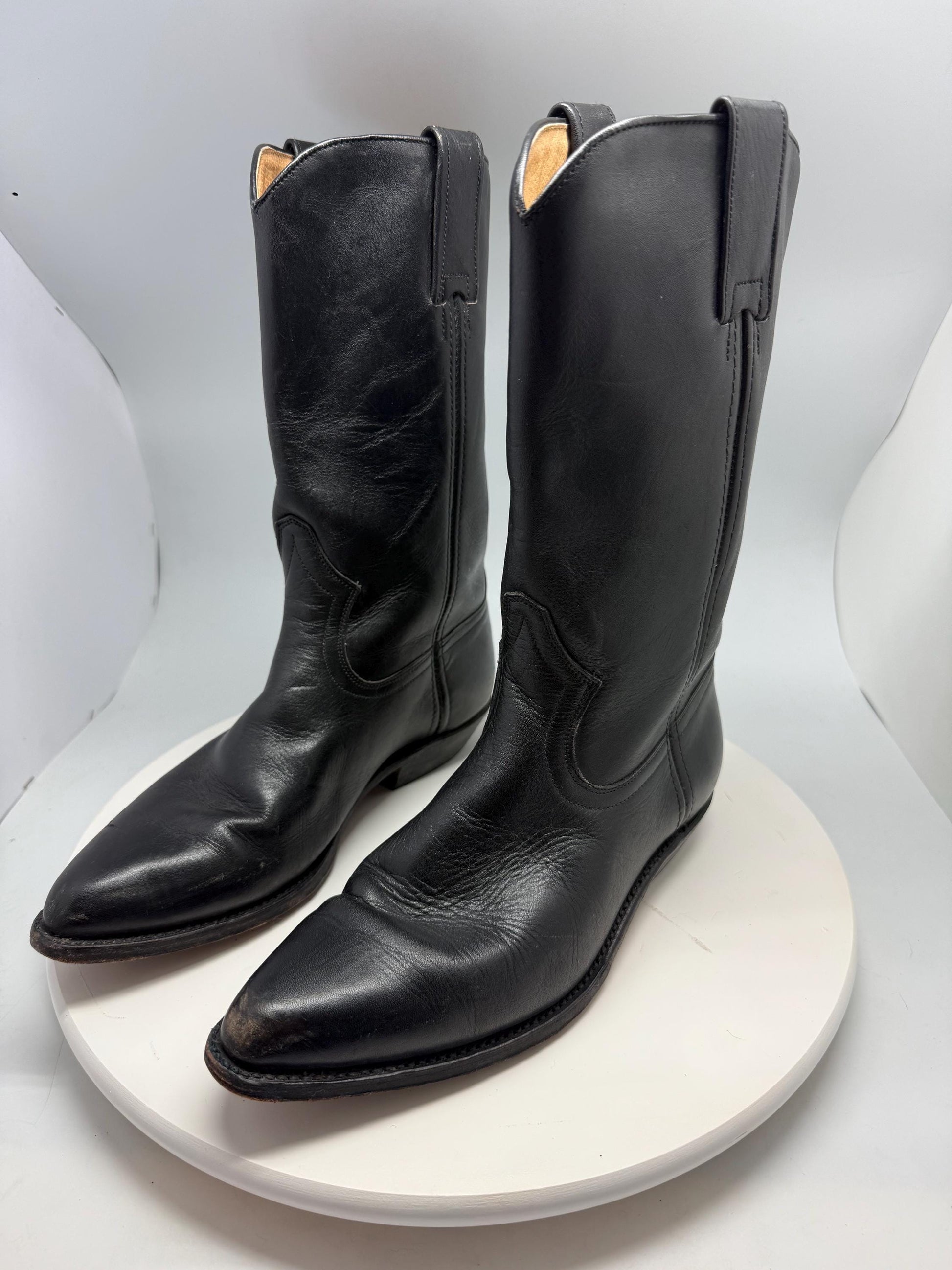 Sendra handcrafted black leather cowboy boots, genuine leather, Western silhouette, retro 70s, Sofia Richie, Grainge vibe, US 8.5 EU 41