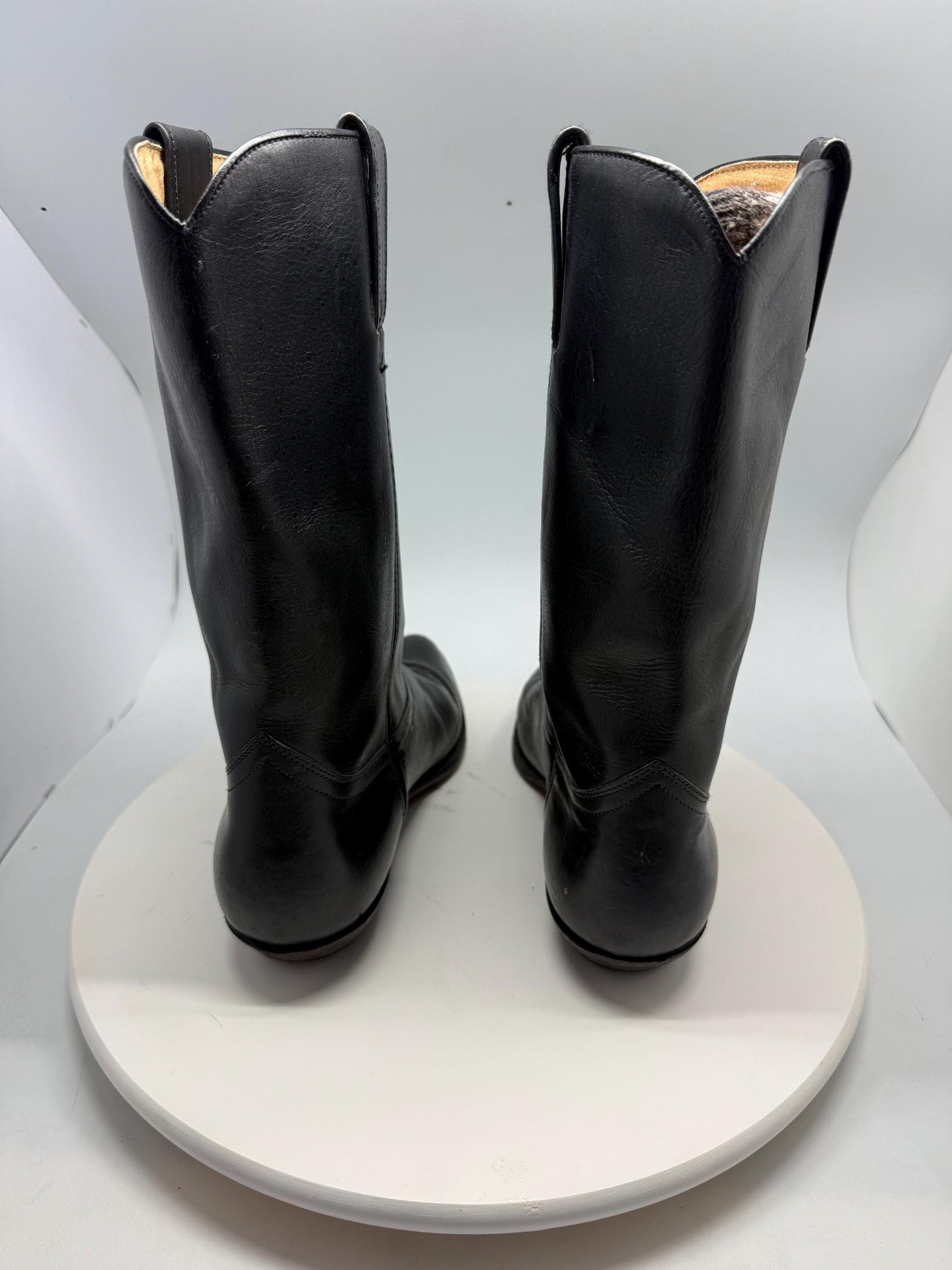 Sendra handcrafted black leather cowboy boots, genuine leather, Western silhouette, retro 70s, Sofia Richie, Grainge vibe, US 8.5 EU 41