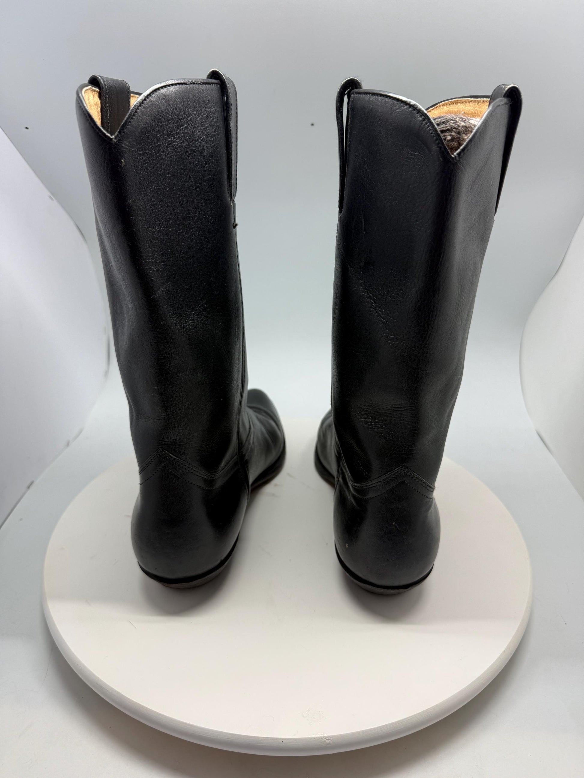Sendra handcrafted black leather cowboy boots, genuine leather, Western silhouette, retro 70s, Sofia Richie, Grainge vibe, US 8.5 EU 41