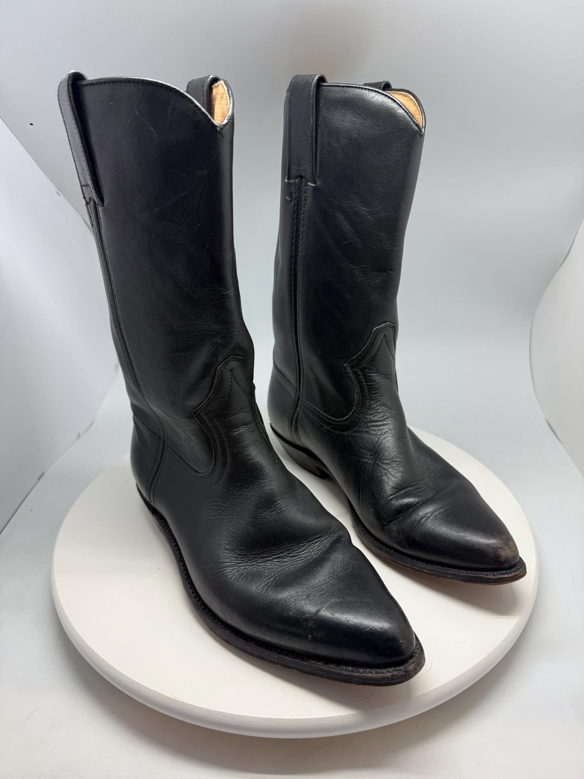 Sendra handcrafted black leather cowboy boots, genuine leather, Western silhouette, retro 70s, Sofia Richie, Grainge vibe, US 8.5 EU 41