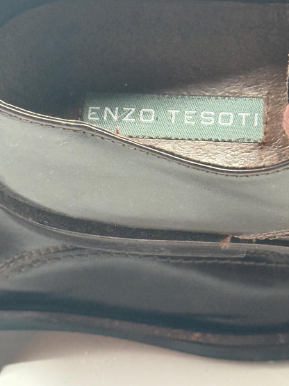 Dark Brown Genuine Leather Dress Shoes — fabric close-up