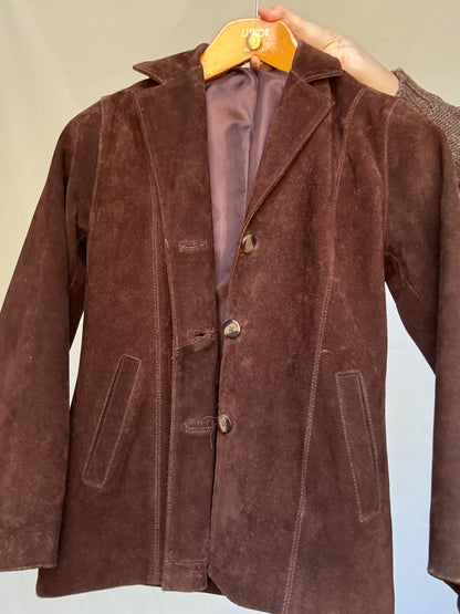 Vintage Brown Leather Fitted Jacket — additional view 14