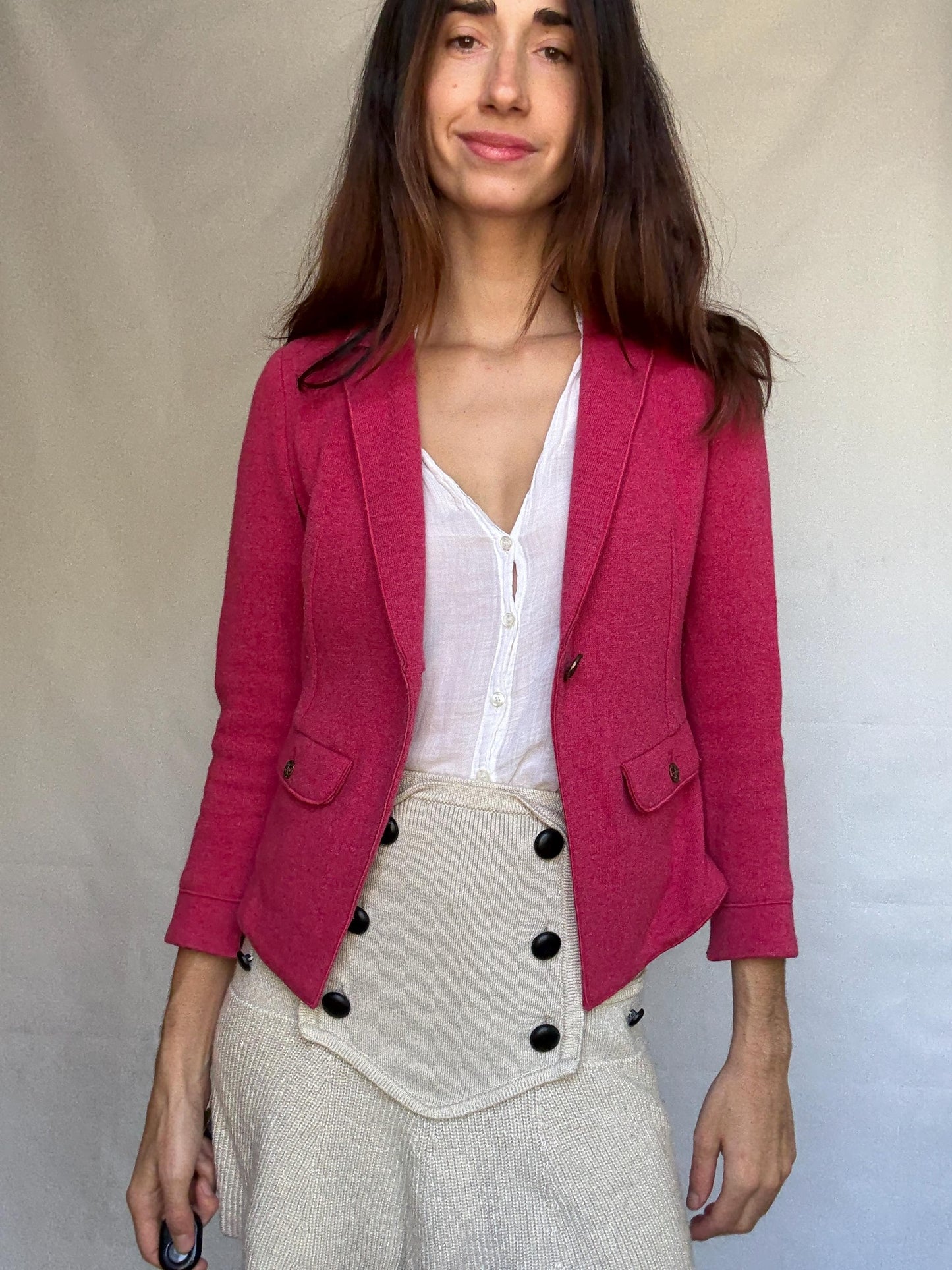 Marella Pink Cotton-Wool Blend Blazer — additional view 13